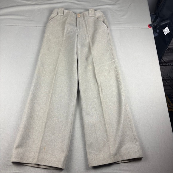 Anne Klein Pants - Vintage Anne Klein Neiman Marcus Wide Leg Trousers Beige ILGWU Union Made 70s